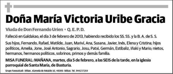 URIBE GRACIA,MARIA VICTORIA