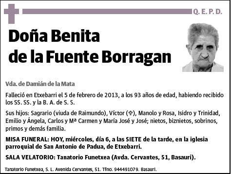 DE LA FUENTE BORRAGAN,BENITA