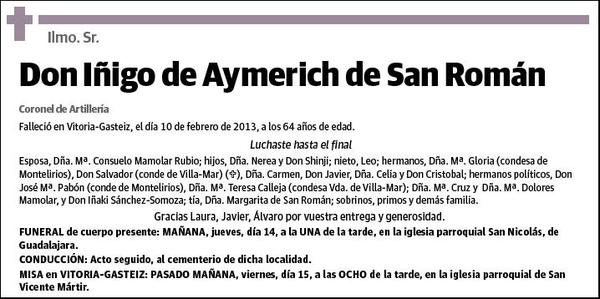 DE AYMERICH DE SAN ROMAN,IÑIGO