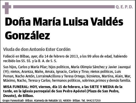 VALDES GONZALEZ,MARIA LUISA