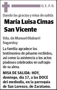 CIMAS SAN VICENTE,MARIA LUISA