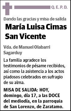 CIMAS SAN VICENTE,MARIA LUISA