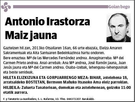 IRASTORZA MAIZ,ANTONIO