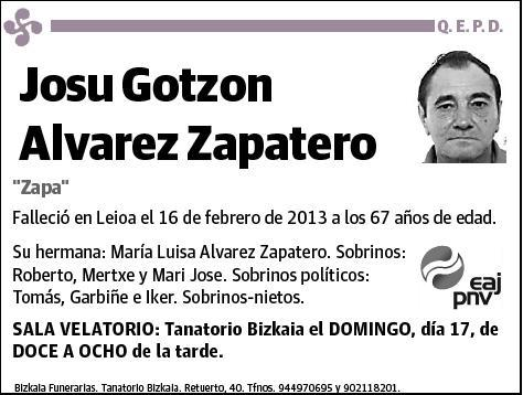 ALVAREZ ZAPATERO,JOSU GOTZON