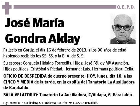 GONDRA ALDAY,JOSE MARIA