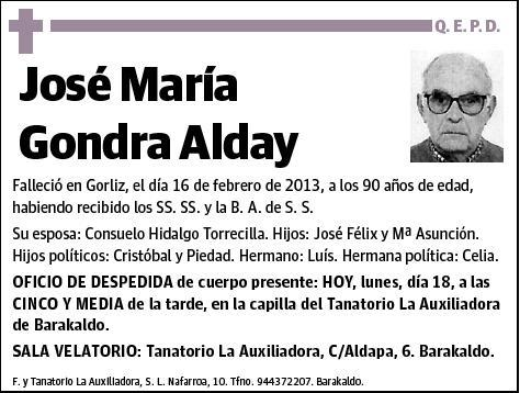 GONDRA ALDAY,JOSE MARIA