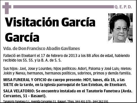 GARCIA GARCIA,VISITACIÓN