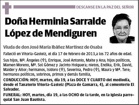 SARRALDE LOPEZ DE MENDIGUREN,HERMINIA