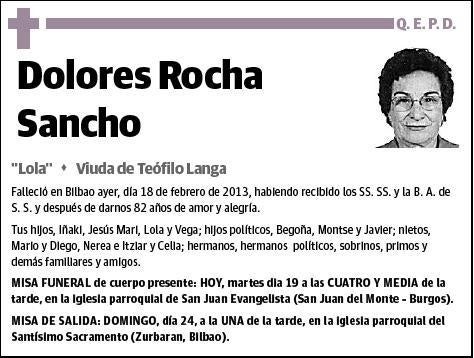 ROCHA SANCHO,DOLORES