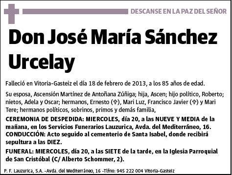 SANCHEZ URCELAY,JOSE MARIA