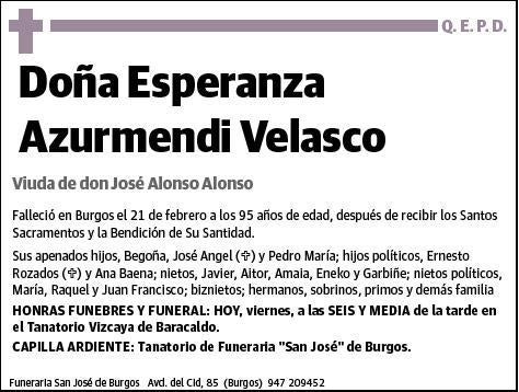 AZURMENDI VELASCO,ESPERANZA