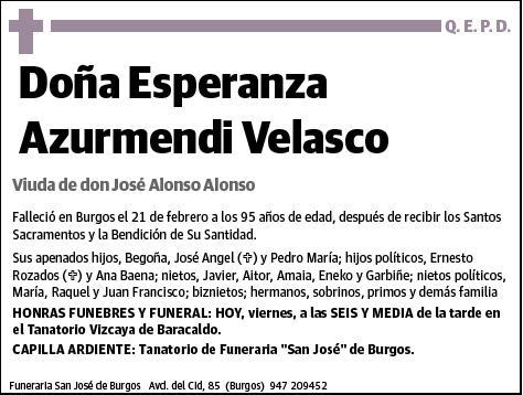 AZURMENDI VELASCO,ESPERANZA