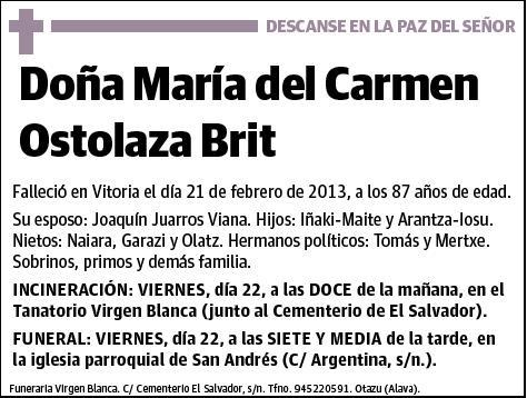 OSTOLAZA BRIT,MARIA DEL CARMEN