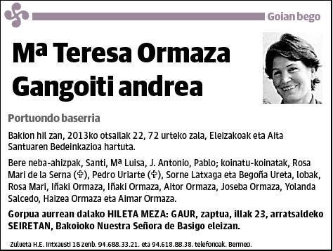 ORMAZA GANGOITI,MARIA TERESA