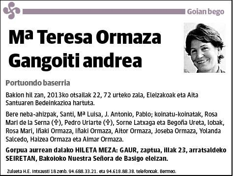 ORMAZA GANGOITI,MARIA TERESA