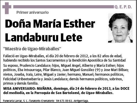 LANDABURU LETE,MARIA ESTHER