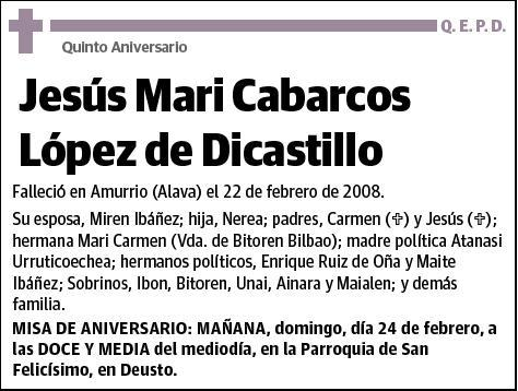 CABARCOS LOPEZ DE DICASTILLO,JESUS MARI