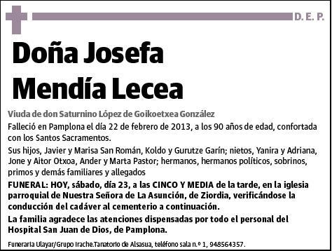 MENDIA LECEA,JOSEFA