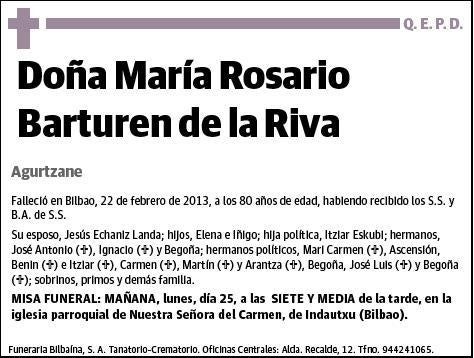 BARTUREN DE LA RIVA,MARIA ROSARIO