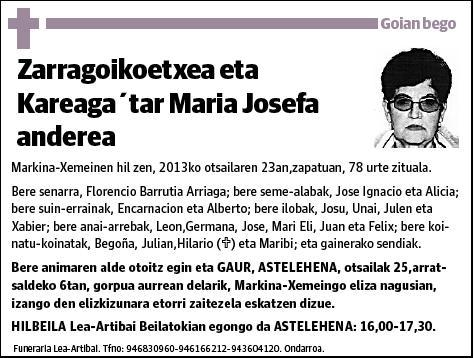 ZARRAGOIKOETXEA ETA KAREAGA,MARIA JOSEFA