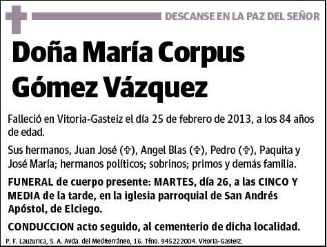 GOMEZ VAZQUEZ,MARIA CORPUS