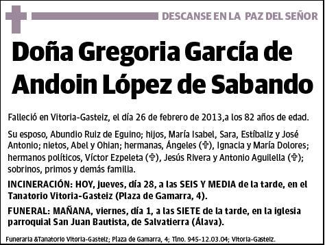 GARCIA DE ANDOIN LOPEZ DE SABANDO,GREGORIA