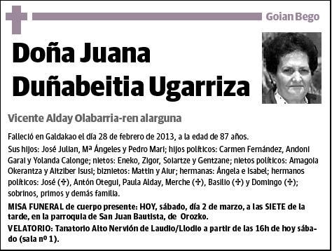 DUÑABEITIA UGARRIZA,JUANA