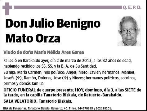 MATO ORZA,JULIO BENIGNO