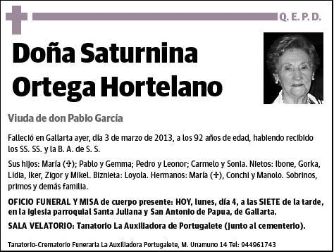 ORTEGA HORTELANO,SATURNINA