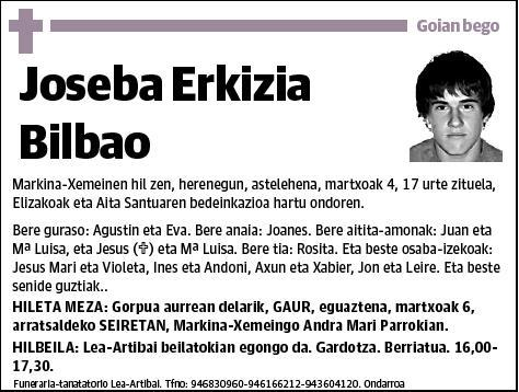 ERKIZIA BILBAO,JOSEBA