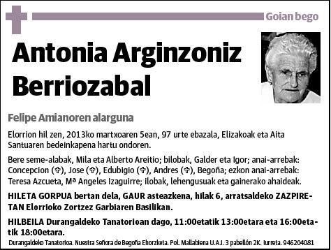 ARGINZONIZ BERRIOZABAL,ANTONIA