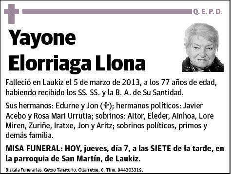 ELORRIAGA LLONA,YAYONE