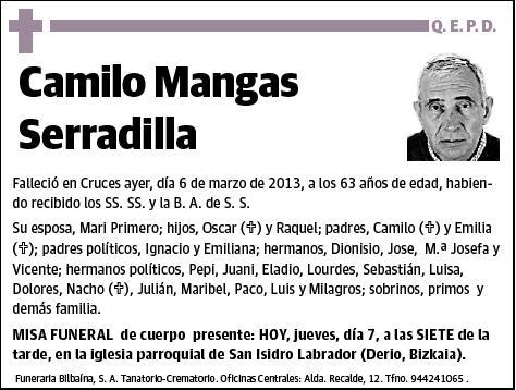 MANGAS SERRADILLA,CAMILO