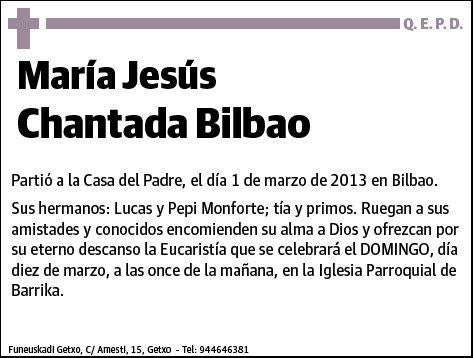 CHANTADA BILBAO,MARIA JESUS