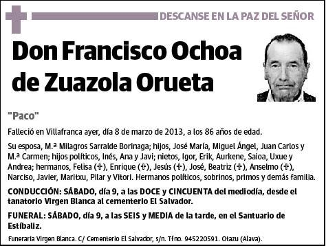 OCHOA DE ZUAZOLA ORUETA,FRANCISCO