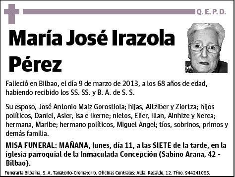 IRAZOLA PEREZ,MARIA JOSE