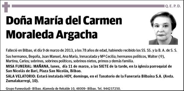MORALEDA ARGACHA,MARIA DEL CARMEN