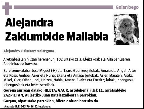 ZALDUMBIDE MALLABIA,ALEJANDRA