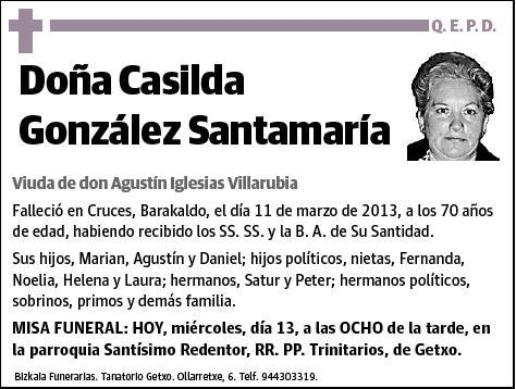 GONZALEZ SANTAMARIA,CASILDA