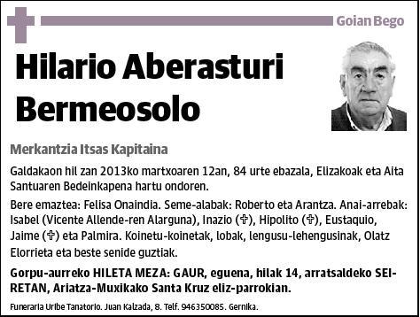 ABERASTURI BERMEOSOLO,HILARIO