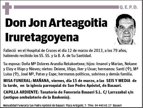 ARTEAGOITIA IRURETAGOYENA,JON