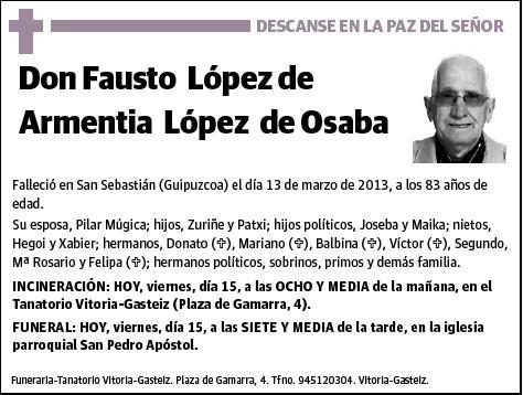 LOPEZ DE ARMENTIA LOPEZ DE OSABA,FAUSTO