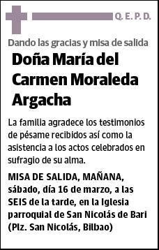 MORALEDA ARGACHA,MARIA DEL CARMEN