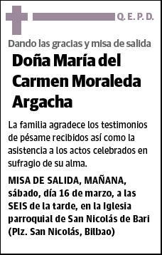 MORALEDA ARGACHA,MARIA DEL CARMEN