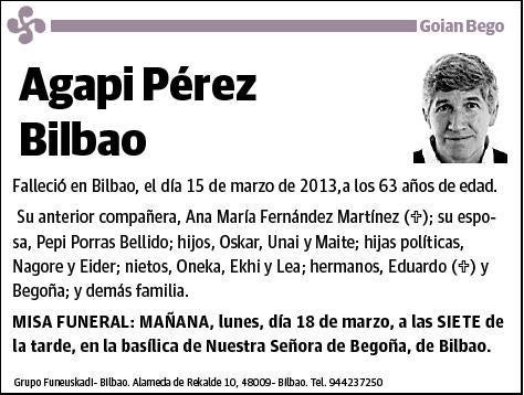 PEREZ BILBAO,AGAPI