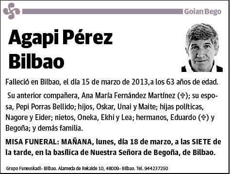 PEREZ BILBAO,AGAPI