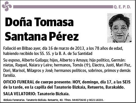 SANTANA PEREZ,TOMASA