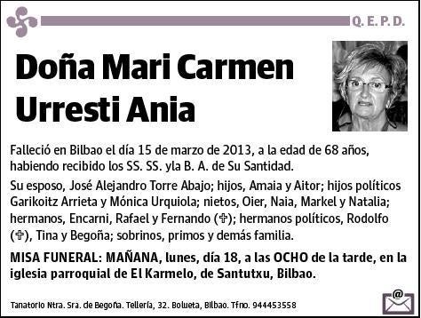 URRESTI ANIA,MARI CARMEN