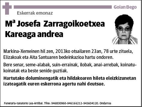 ZARRAGOIKOETXEA KAREAGA,Mª JOSEFA