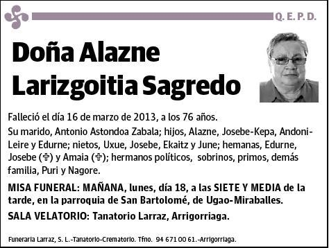 LARIZGOITIA SAGREGO,ALAZNE